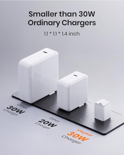 wegear 30W GaN USB C Wall Charger, Compact Charger Block with PD3.0 - color: White, size: 2 Pack+Cables