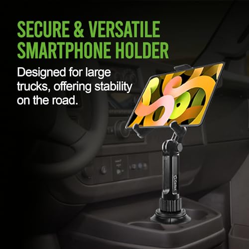 Cellet Universal Car Cup Holder Tablet Mount – Adjustable Gooseneck Stand for iPad, Galaxy, Kindle, Smartphones & More – Stable Base Fits Cup Holders 2.5"-4" for Front & Back Seat Use - style: Tablet 13in Neck