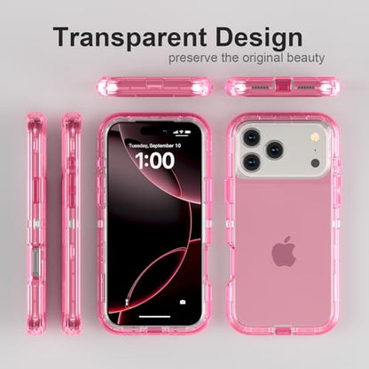 Follaroma for iPhone 17 Pro Case, Heavy Duty Shockproof Protection Phone Cases, Anti-Drop, Dual Layer Transparent Protective Cover Compatible with iPhone 17 Pro, 6.3 inch, Crystal Pink - color: Pink, size: iPhone 17 Pro 6.3‘’