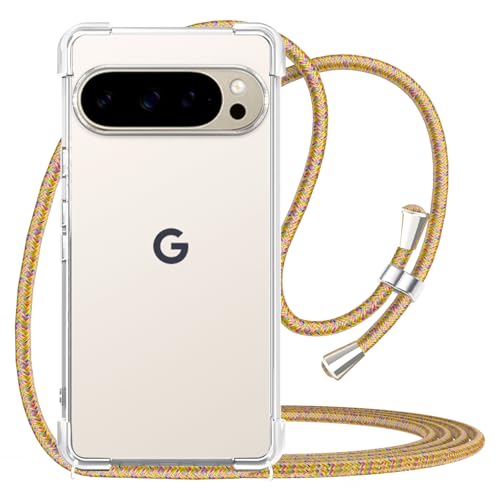 for Google Pixel 10 Pro XL Crossbody Case Clear Neck Hanging Strap Adjustable Shoulder Lanyard Phone Cover Women Girls Soft TPU Slim Anti-Drop Protection Mobile Case for Pixel 10 Pro XL - Rainbow - size: for Google Pixel 10 Pro XL