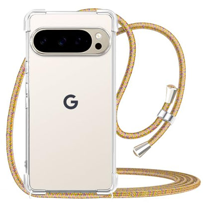 for Google Pixel 10 Pro Crossbody Case Clear Neck Hanging Strap Adjustable Shoulder Lanyard Phone Cover Women Girls Soft TPU Slim Anti-Drop Protection Mobile Case for Pixel 10 Pro - Rainbow - size: for Google Pixel 10 Pro