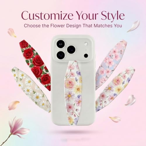 Switchbands Aesthetic Flower Phone Grip Strap – Reversible Floral Phone Strap, Arthritis Friendly, Anti-Theft Security, Wireless Charging Compatible, Universal Cell Phone Grip - Greysies - color: Greysies, size: Pack of 1
