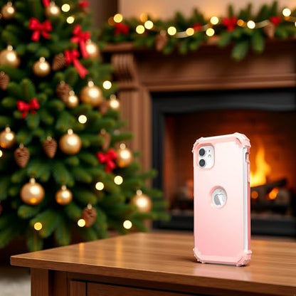 IDweel for iPhone 11 Case with Screen Protector(Tempered Glass), Hybrid 3 in 1 Shockproof Slim Fit Heavy Duty Protection Hard PC Cover Soft Silicone Bumper Full Body Case,Rose Gold - color: Rose Gold