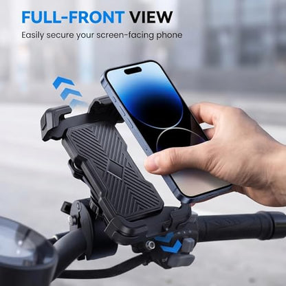 Bike Phone Mount, Motorcycle Phone Holder with Vibration Dampener & 1s Quick Lock, Anti-Shake Handlebar Mount for Bicycle Scooter, Fits 4.7"-7.2" Smartphones