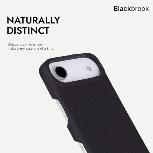 BLACKBROOK Detachable Leather Wallet Case Compatible with iPhone Air | Full-grain detachable folio with RFID blocking, 3 card slots, ID window, built-in kickstand, wireless charging, handcrafted. - color: Pebble Black, size: iPhone 17 Air