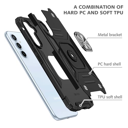 for Samsung S23 FE Case: S23 FE Case with Screen Protector: (Heavy Duty) Military Grade 360° Rotatable Kickstand Shockproof Protective Cases for Samsung Galaxy S23 FE (Black) - color: Samsung S23 FE Case Black