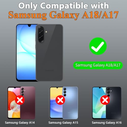 Rugged Phone Case for Samsung Galaxy A18/A17 | Belt Clip Holster & Kickstand Heavy Duty Shockproof Protective Full Body Case (Grey+Blue) - color: Grey+Blue