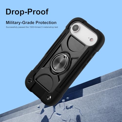 MARKILL Compatible with iPhone Air Case 6.5 Inch 2025 with 360 Degree Rotate Ring Stand, Military Grade Drop Protection Full Body Rugged Protective Case Kids Black - color: Black, size: iPhone Air 6.5"