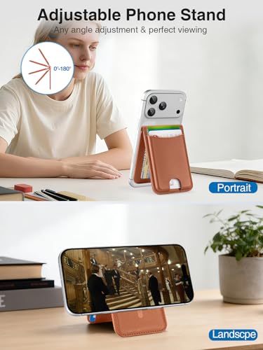 TopMade for MagSafe Wallet Works with Find My, Strongest Magnetic Wallet - color: Brown
