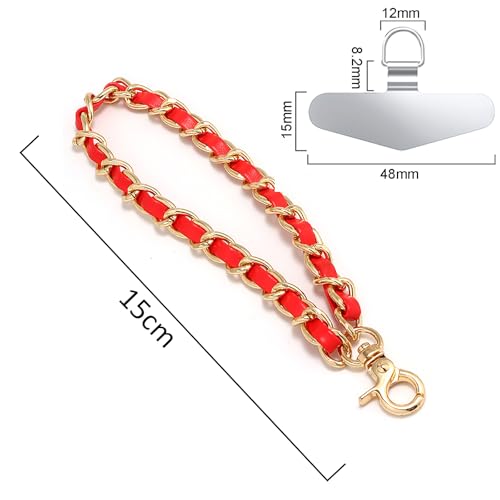 TENOC Universal Metal Phone Wrist Strap/Crossbody Chain - color: W-red