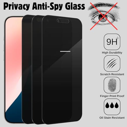Privacy Screen Protector for iPhone 13-16 | 9H Tempered Glass | Anti-Spy | Case Friendly | Fingerprint Resistant | HD Clarity