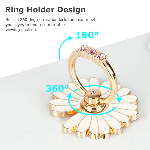 WATACHE Finger Ring Stand, 2 Pack Luxury Glitter Diamond Universal Metal Smartphone Finger Ring Grip Holder Kickstand for iPhone/iPad/Samsung/HTC/Nokia/Cellphones/Tablet,Round[White+Pink]
