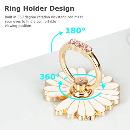 WATACHE Finger Ring Stand, 2 Pack Luxury Glitter Diamond Universal Metal Smartphone Finger Ring Grip Holder Kickstand for iPhone/iPad/Samsung/HTC/Nokia/Cellphones/Tablet,Round[White+Pink]