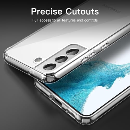JETech Case for Samsung Galaxy S22, Anti-Yellowing, Clear | Shockproof Protection, Scratch Resistant Hard PC Back, Durable Transparent TPU Bumper - color: Clear