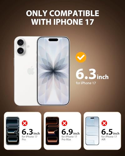 PDDKISS 2 Pack Privacy Screen Protector for iPhone 17 - size: for iPhone 17 - 6.3 inch