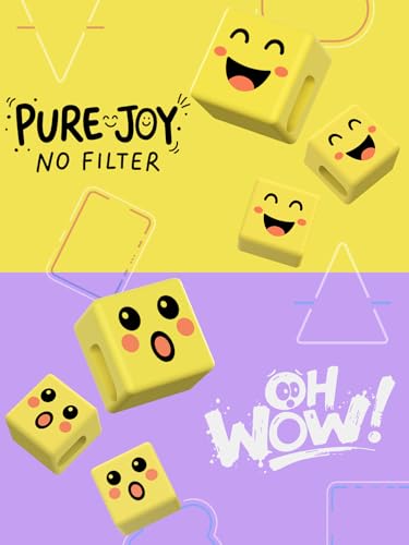 Stocking Stuffers for Teens Girls Kids Phone Holder with Funny Mood Cube - color: Purple&Green + Yellow&Pink