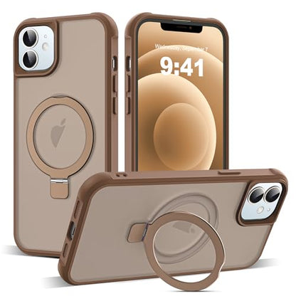 SKYLMW Compatible with iPhone 12/12 Pro Case with Stand,Desert Brown | iPhone 12 Case iPhone 12 Pro Case 6.1",Magnetic Ring Stand,Compatible with MagSafe,Military Protection,Great Grip Feeling - color: Desert Brown, size: Iphone 12 & Iphone 12 Pro