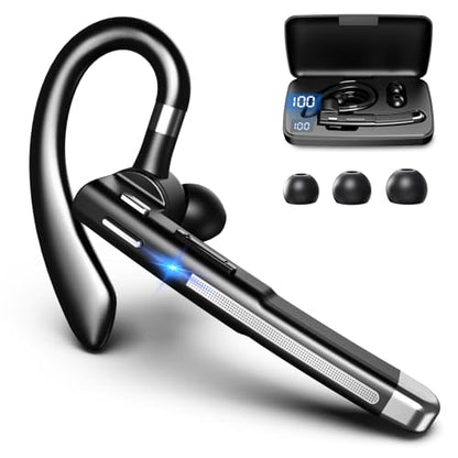 Bluetooth Headset with Microphone, Wireless Earpiece for Work & Driving - color: Black+silver