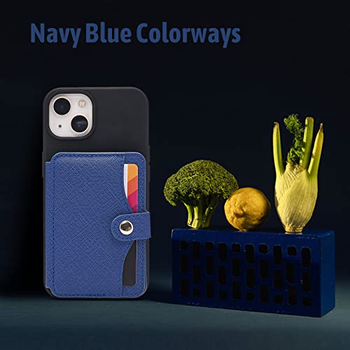 M-Plateau Slim Leather Phone Wallet Stick on With Adhesive Sticker - color: Navy Blue