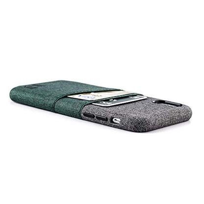 Dockem Luxe Wallet Case for iPhone X/XS: Slim Minimalist Case w/ 2 Credit Card Holder Slots: UltraGrip Canvas Style Synthetic Leather (Green and Grey) - color: Green and Grey