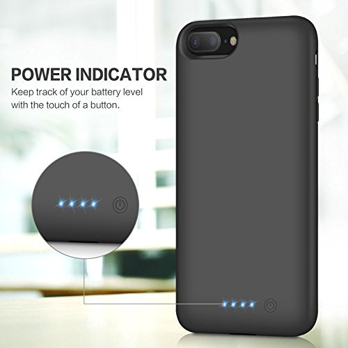 Battery Case for iPhone 6s Plus/6 Plus/7 Plus/8 Plus,8500mAh Portable Charging Case External Battery Pack for iPhone 6s Plus/6 Plus/7 Plus/8 Plus Rechargeable Charger Case (5.5 inch) Black