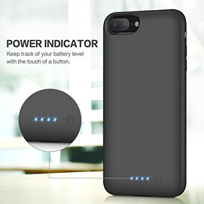 Battery Case for iPhone 6s Plus/6 Plus/7 Plus/8 Plus,8500mAh Portable Charging Case External Battery Pack for iPhone 6s Plus/6 Plus/7 Plus/8 Plus Rechargeable Charger Case (5.5 inch) Black