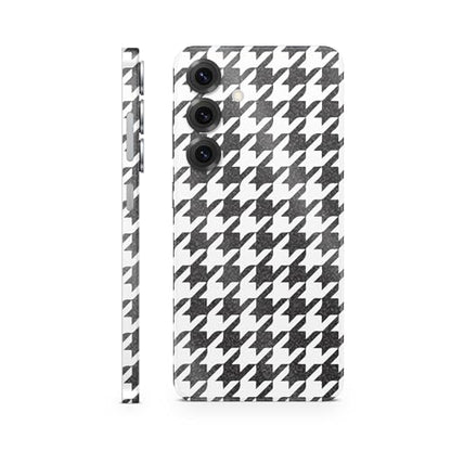 Glossy Glitter Phone Skin Compatible with Samsung Galaxy S25 - Houndstooth - Premium 3M Vinyl Protective Wrap Decal Cover - Easy to Apply | Crafted in The USA by MightySkins - color: Houndstooth, size: Galaxy S25 (Full Wrap), style: Glossy Glitter Finish