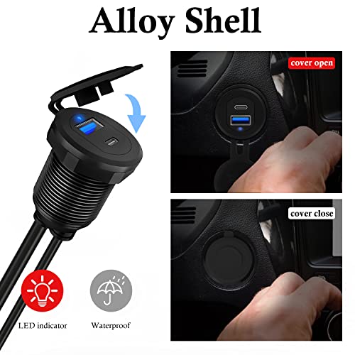 Alloy Type C 3.0 & USB 3.0 Car Mount Cable Male to Female 3ft - style: USB3.0 & Type_C 3.0 3ft