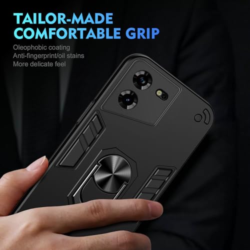 Compatible for Tecno Pova 5 Case,Built-in Stand Shockproof and Drop-Proof Compatible with Tecno Pova 5 LH7n Phone Case Cover Black - color: HY-GZS-black, size: Tecno Pova 5