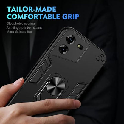 Compatible for Tecno Pova 5 Case,Built-in Stand Shockproof and Drop-Proof Compatible with Tecno Pova 5 LH7n Phone Case Cover Black - color: HY-GZS-black, size: Tecno Pova 5