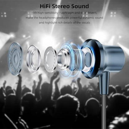 APETOO USB C Wired Earbuds for iPhone 18 Pro 17 16 15 Volume Control Navy - color: Navy