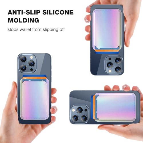 miracase for MagSafe Wallet, Magnetic Card Wallet Holder, Compatible with MagSafe Wallet, 3-Card Holder, for iPhone 15/14/13/12 Series,Rainbow - color: C-Rainbow, style: Basic Wallet