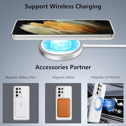 RALEAVO for Samsung Galaxy S21 Ultra Case Clear Magnetic Phone Case [Compatible with MagSafe] Slim Transparent Acrylic Hard Back Military Drop Protection Phone Cover,Clear - color: Magnetic & Clear, size: S21 Ultra
