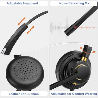 Arama Phone Headset for Office Phones for Polycom & Other IP Phones(A800S2)