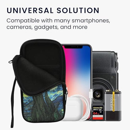 kwmobile Neoprene Sleeve for Smartphone Size XXL - 7" - Shock Absorbing Pouch Case - Protective Phone Bag - Starry Night Blue/Yellow - style: Starry Night 04-06