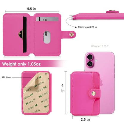 M-Plateau Card Holder for Back of Phone With Adhesive Sticker - color: Rose Red