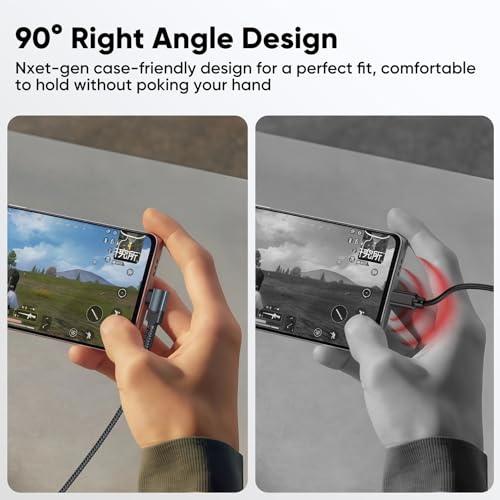 USB to USB C Cable 10ft Right Angle, 3A Fast Charging 90 Degree USB C Cord