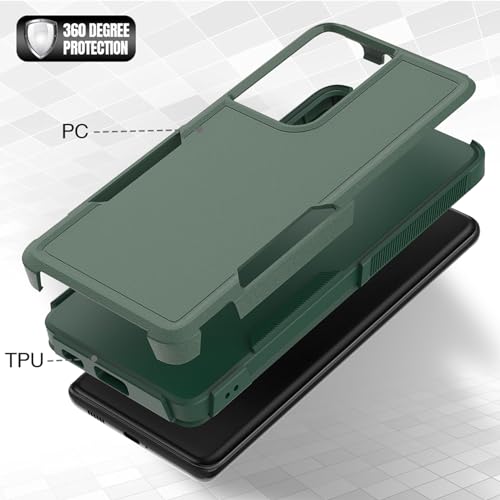 for Samsung Galaxy S21 Ultra Case: Dual Layer Protective Heavy Duty Cell Phone Cover Shockproof Rugged with Screen Protector - Military Protection Bumper Tough - Samsung Galaxy S21 Ultra, Dark Green - color: Dark Green (PC) + Dark Green (TPU)