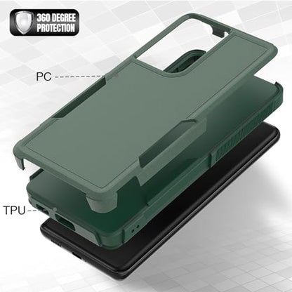 for Samsung Galaxy S21 Ultra Case: Dual Layer Protective Heavy Duty Cell Phone Cover Shockproof Rugged with Screen Protector - Military Protection Bumper Tough - Samsung Galaxy S21 Ultra, Dark Green - color: Dark Green (PC) + Dark Green (TPU)