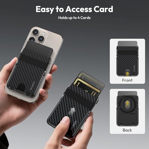 ULANZI for Magsafe Wallet with Stand, [8mm Slim] Magnetic Wallet for Men, Adjustable Credit Card Holder with Secure Grip SD Card Storage for iPhone 17/16/15/14/13/12, Hold 4 Cards NO RDID for Women