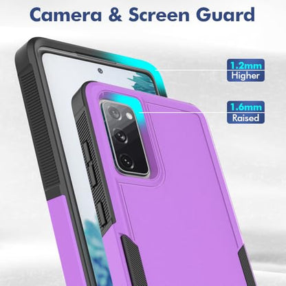for Samsung Galaxy S20 FE 5G Case: Dual Layer Protective Heavy Duty Cell Phone Cover Shockproof Rugged with Screen Protector - Military Protection Bumper Tough - Samsung Galaxy S20 FE 5G, Purple - color: Purple (PC) + Black (TPU)