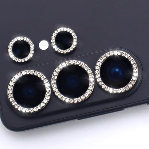for Samsung Galaxy S26 Ultra Camera Lens Protector, Bling Diamond Metal Ring Tempered Glass Lens Cover, Sparkly Rhinestone Accessories (Black) - color: Black