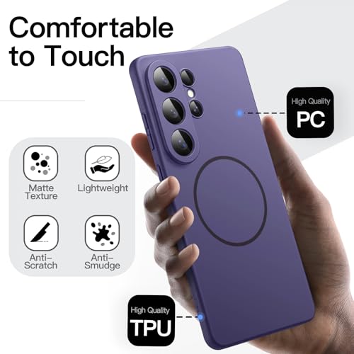 JETech Magnetic Slim Case for Samsung Galaxy S26 Ultra, Heron Purple | Compatible with MagSafe, Anti-Slip Grip, Full Camera Lens Protection, Ultra-Thin Lightweight, Matte Finish Phone Cover - color: Heron Purple, size: Galaxy S26 Ultra