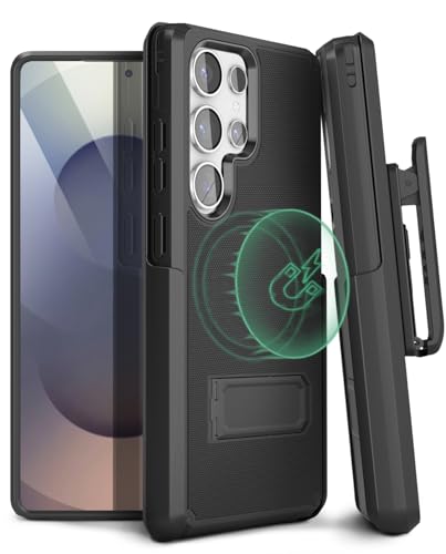 MOTIVE for Samsung Galaxy S25 Ultra Case with Belt Clip and Stand | 6.9" | Case & Holster, MagSafe compatible, built-in Kickstand Horizontal, 360° rotating belt clip, slim low-profile fit - size: s25 Ultra