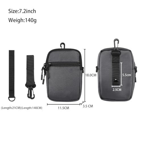 Multi-Functional Cell Phone Belt Holster, Water Repellent Nylon Crossbody Waist Bag Fits 7.2 Inch Phones, 4 Ways Wear Shoulder Hand Wrist Carry Pouch for Outdoor Travel Hiking(Grey) - color: Grey