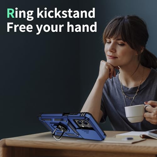 VINVE for Moto G Stylus 5G 2023 Case [Not Fit 4G Version] Slide Lens Cover HD Screen Protector, Military Grade Drop Protection, Magnetic Rotated Ring Holder Kickstand Protective Phone Case (Navy Blue) - color: Navy Blue ,Military Grade 2nd gen.
