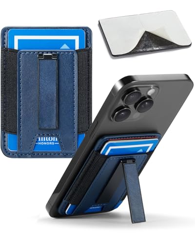 Phone Card Holder Wallet with Stand, Hold 6 Card for iPhone Andriod - color: DeepBlue
