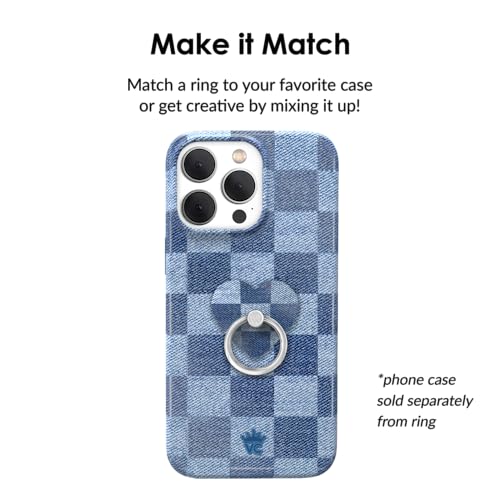 VELVET CAVIAR Cell Phone Ring Holder - Finger Ring & Stand - Improves Phone Grip Compatible with iPhone, Galaxy, Most Smartphones (Denim Vibe Checkered) - color: Denim Vibe Checkered
