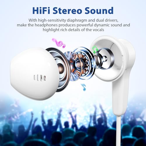 APETOO USB C Headphones Magnetic Wired Earbuds iPhone 18 Pro 17 16 15 White - color: White