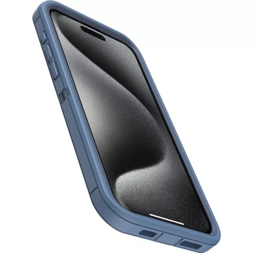 OtterBox iPhone 15 Pro Max (Only) - Defender Series Case - Baby Blue Jeans (Blue) - Screenless - Rugged & Durable - with Port Protection - Holster Clip Includes - Microbial Defense Protection - color: Baby Blue Jeans (Blue)